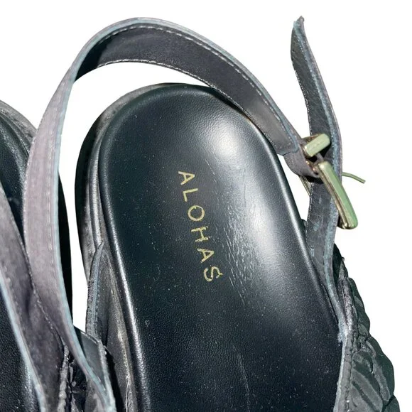 Alohas Womens Sandals Size 39 Black Marshmallow Quilted Casual Slingback - Picture 4 of 9